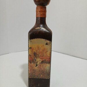 Fausto Corduri Leather Wrapped Bottle From Italy With Mallard Duck